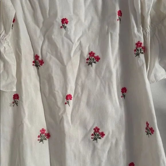 Bombay Paisley Ivory Dress with Red Floral Accents EUC - Picture 3 of 4